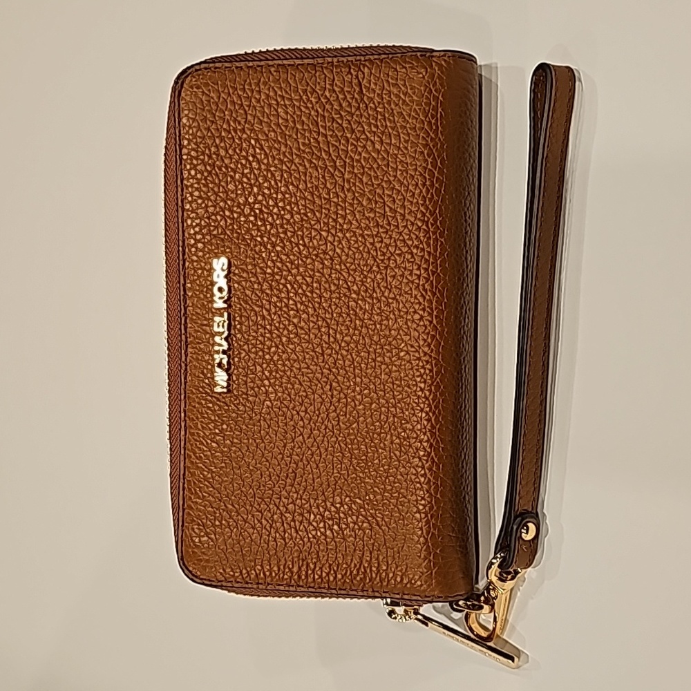 Michael Kors leather wallet brown with gold NEW